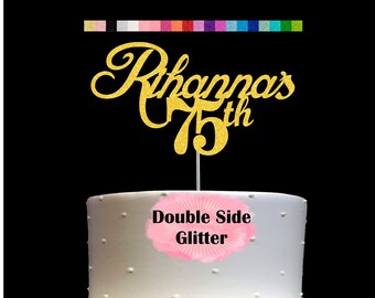 75th Birthday Cake Topper | Age 75 Number 75 | Personalized Name and Age | Glitter Party Decoration | Custom Cake Topper | Table Centerpiece