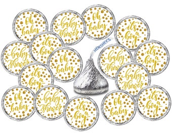 324  Gold Oh Baby Its a Boy Gold Kisses Labels For Baby Shower Baby Sprinkle Party Event Stickers, baby shower Favors (CANDY NOT INCLUDED)