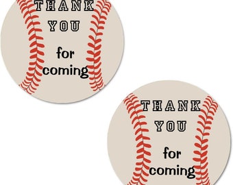 Thank You Baseball Labels (SET of 40) 2 Inch Big Round Glossy Stickers, Great Stickers for Birthday Party Sports Party Games