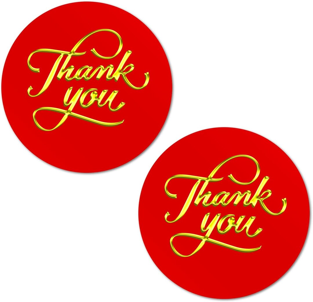 Set of 40 Thank You Stickers, 2 Inch Big Round Glossy Labels red - Etsy