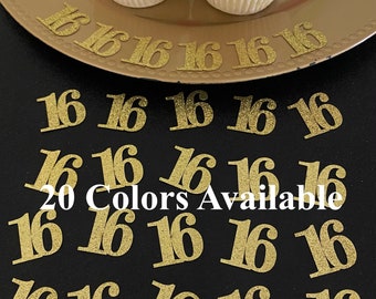 16th Birthday confetti  (1 inch ) number 16 Glitter Confetti Party Decorations number 16 confetti age 16 (20 COLORS AVAILABLE)
