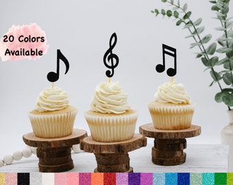 Musical Notes Cupcake Toppers (Set of 12) 20 COLORS AVAILABLE