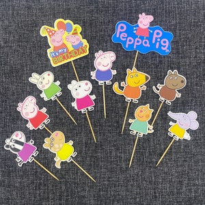 Peppa Pig Cupcake Toppers Set of 12  Peppa Pig Birthday Party Decorations Peppa Cupcake Toppers Peppa & Friends Peppa Pig Party  Toppers