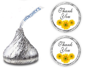 324 Sunflower Theme Thank You  Kiss Wedding Stickers, Chocolate Drops Labels Stickers, Weddings Bridal Shower Engagement Party Favors