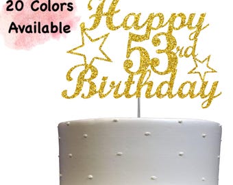 53rd Birthday Cake Topper | Glitter Party Decoration | Happy Birthday Decor | Number 53 Milestone Celebration Elegant Topper for All Ages