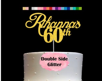 60th Birthday Cake Topper | Age 60 Number 60 | Personalized Name and Age | Glitter Party Decoration | Custom Cake Topper | Table Centerpiece