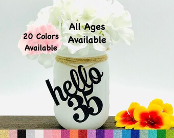 35th Birthday Decorations Number Cutout for Centerpiece (20 Colors Available) Birthday Centerpieces for Mason Jar Tags  (ALL AGES AVAILABLE)