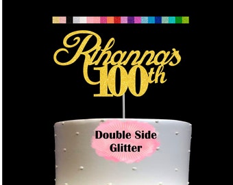 100th Birthday Cake Topper | Age 100 Number 100 | Personalized Name and Age | Glitter Party Decoration | Custom Topper | Table Centerpiece