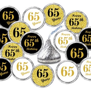 65th Birthday Party Labels Set of 324 Self-adhesive Glossy Stickers ...