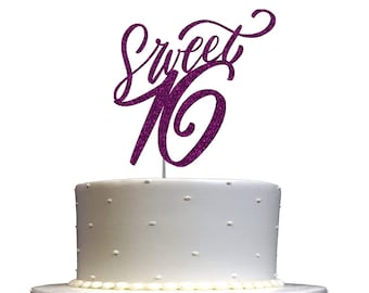Sweet 16 Cake Topper Sixteenth Birthday Party Decoration ( Double Sided Glitter) 16th Birthday Cake Topper Sweet 16 Cake Topper