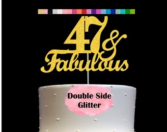 47 and Fabulous Birthday Cake Topper | Glitter | 47th Birthday Decorations for a Fabulous Party Theme | Perfect for Celebrating 47 years