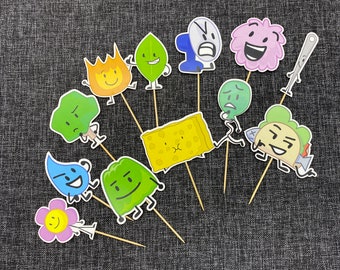 Set of 12 BFDI Cupcake Toppers (2.5 Inches) - Battle for Dream Island Cupcake Toppers. Perfect for Your Next Celebration!