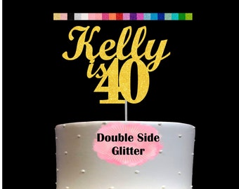 40th Birthday Cake Topper | Age 40 Number 40 | Personalized Name and Age | Glitter Party Decoration | Custom Cake Topper | Table Centerpiece