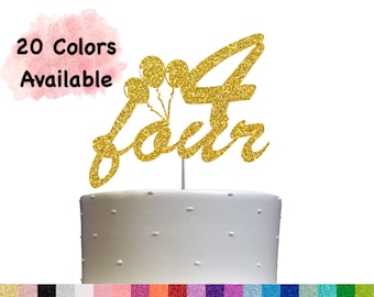 4th Birthday Cake Topper | Number Four Cake Topper | 4th Birthday Party Decorations | Age 4 Milestone Celebration | Birthday Party Supplies