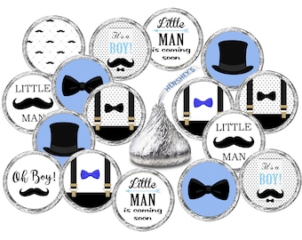 324 Little Man Kisses Labels For Boy Baby Shower Or Baby Sprinkle Party  Event Stickers, baby shower Favors (CANDY NOT INCLUDED)