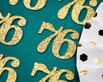 76th Birthday Confetti   Party Favors 76th Anniversary Decorations Party Decorations Number 76 Number Cutout   (20 Colors Available)