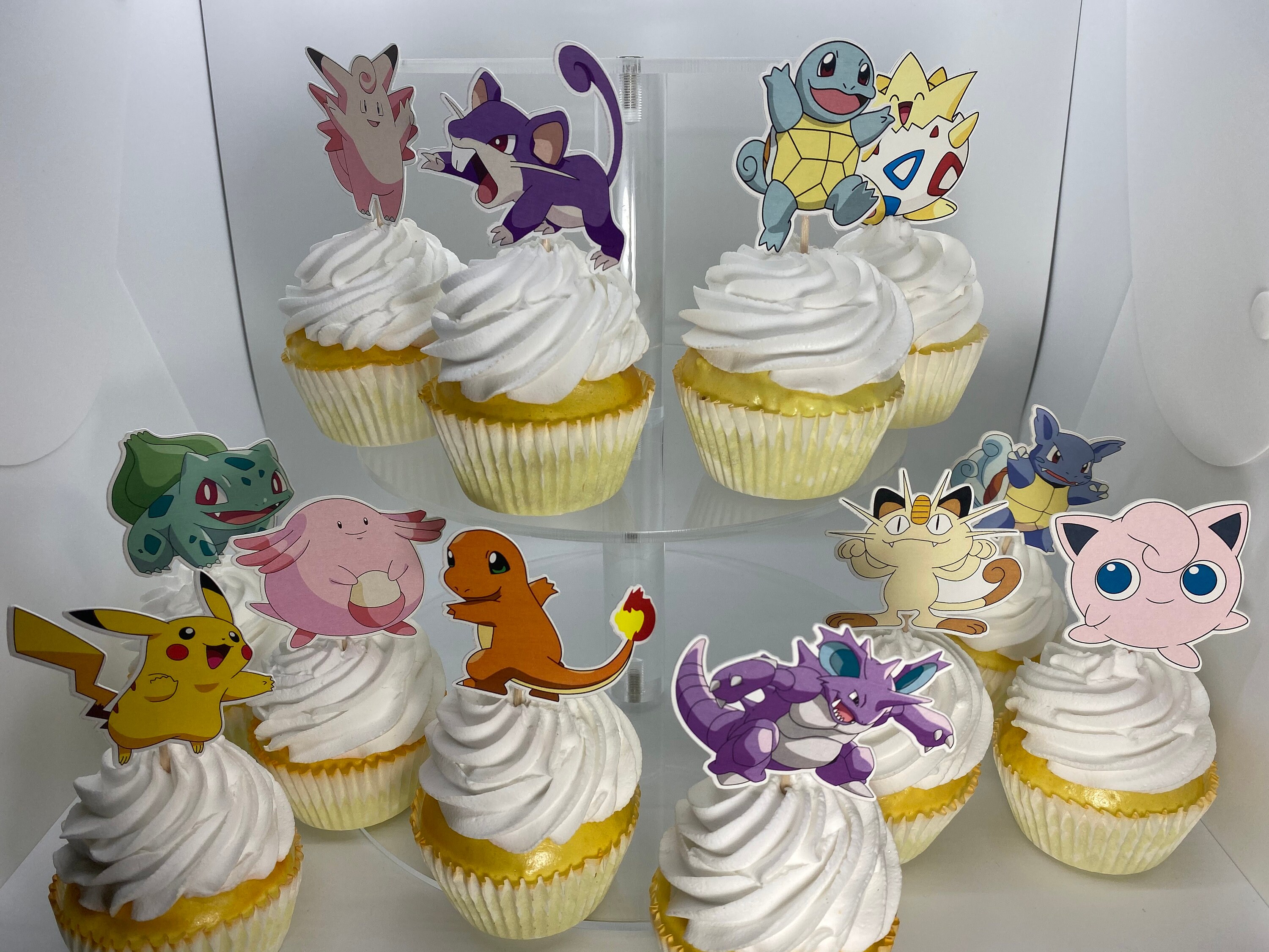 Pokemon Cupcake Toppers Set of 12 Pokemon Party Decorations Etsy