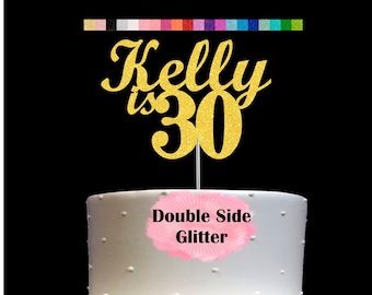 30th Birthday Cake Topper | Age 30 Number 30 | Personalized Name and Age | Glitter Party Decoration | Custom Cake Topper | Table Centerpiece