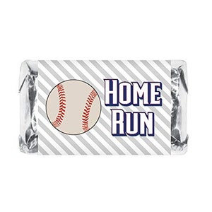 60 Sports Baseball Miniature Candy Bar Wrapper Mini Candy Bar Stickers for Birthday Party Baby Shower Wedding Graduation Candy Not Included.