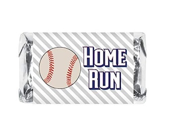 60 Sports Baseball Miniature Candy Bar Wrapper Mini Candy Bar Stickers for Birthday Party Baby Shower Wedding Graduation Candy Not Included.