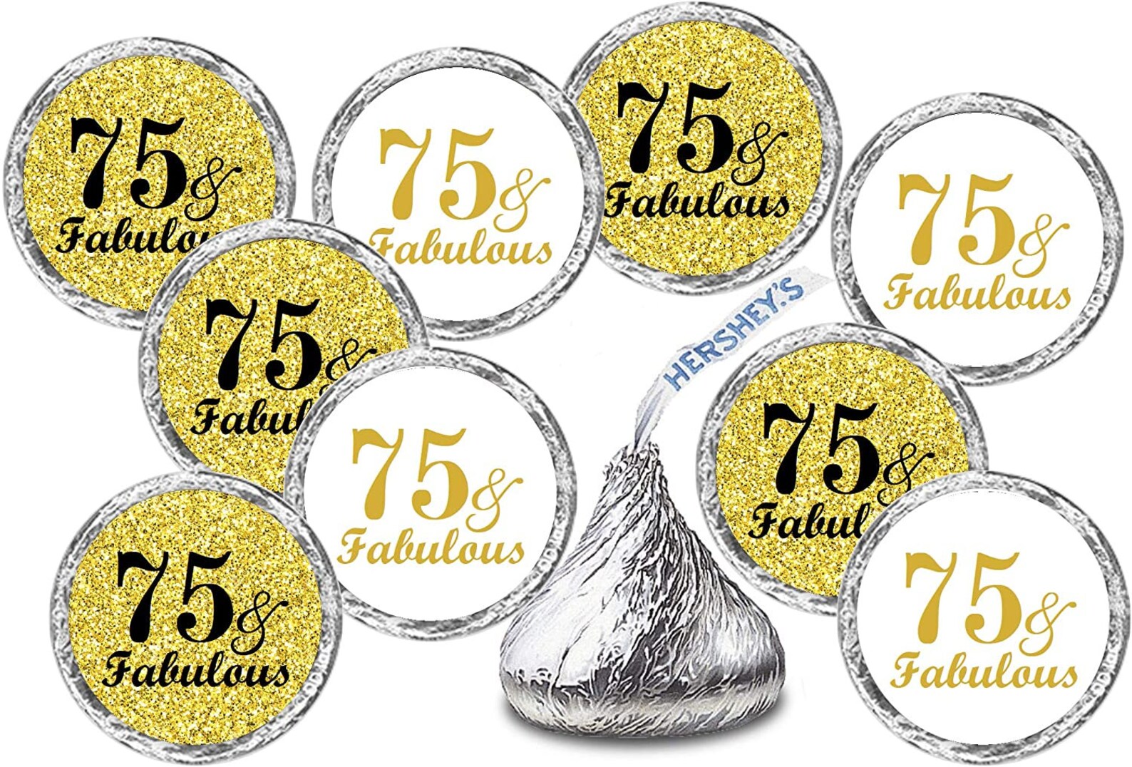 75 and Fabulous Birthday Kisses Stickers (set of 216) Adult 75th ...