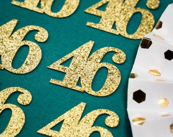 46th Birthday Confetti   Party Favors 46th Anniversary Decorations Party Decorations Number 46 Number Cutout   (20 Colors Available)