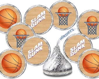 216 Sports Basketball Kisses Stickers, Basketball Team Party Favors Stickers Basketball Theme Baby Shower Candy Not Included.