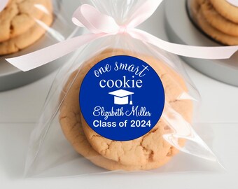 Class of 2025 Personalized One Smart Cookie Graduation Stickers 2 inch Round Glossy Waterproof Labels Stickers