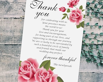 Floral Wedding Thank You Cards Glossy Finish (Set of 50 ) (4x6 Cards )  Wedding Place Setting Cards Bridal Shower Rehearsals Dinner Party
