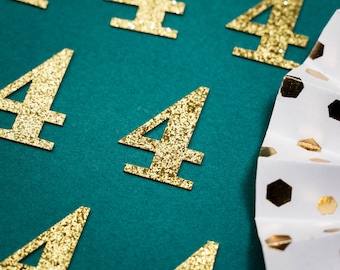4th Birthday Confetti   Party Favors 4th Anniversary Decorations Party Decorations Number 4 Number Cutout   ( 20 Colors Available )