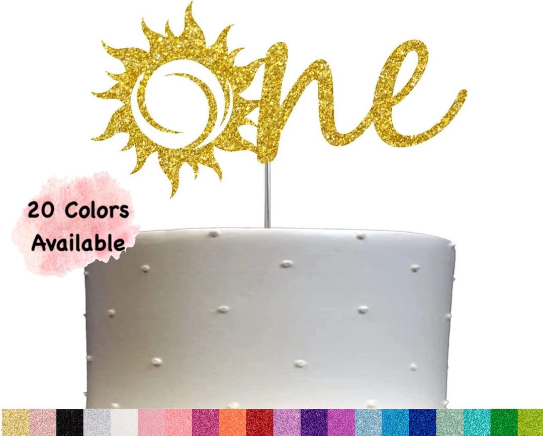 1st Birthday Cake Topper ( Double Sided Glitter) Number One Sunshine ...