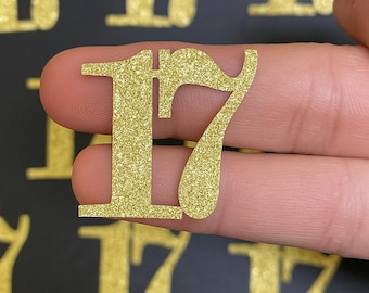 17th Birthday confetti  (1 inch ) number 17 Glitter Confetti Party Decorations number 17 confetti age 17 (20 COLORS AVAILABLE)