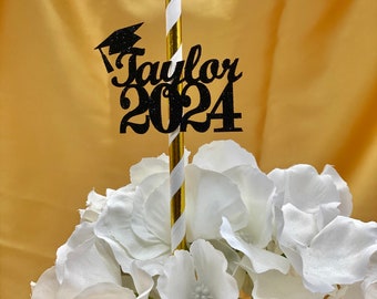 Personalized Graduation class of 2025  Graduation Party Straws Graduation Decoration (Set of 12)(20 Colors Available) graduation decorations