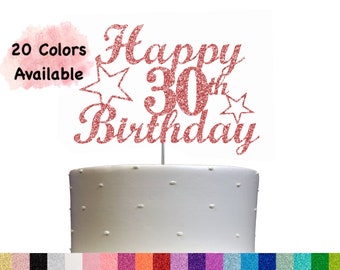 30th Birthday Cake Topper | Glitter Party Decoration | Happy Birthday Decor | Number 30 Milestone Celebration Elegant Topper for All Ages