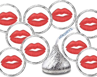 216 Red Lips Kisses Stickers  Bridal Shower Wedding Bachelorette Party Birthday Bride to Be Engagement Party (CANDY NOT INCLUDED)