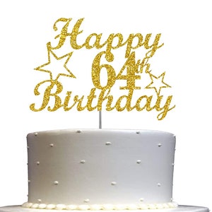 64th Birthday Cake Topper double Side Glitter Adult Party - Etsy