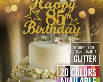 85th Birthday Cake Topper | Glitter Party Decoration | Happy Birthday Decor | Number 85 Milestone Celebration Elegant Topper for All Ages