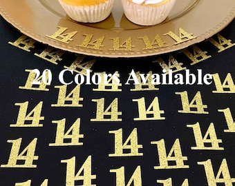 14th Birthday confetti  (1 inch ) number 14 Glitter Confetti Party Decorations number 14 confetti age 14 (20 COLORS AVAILABLE)