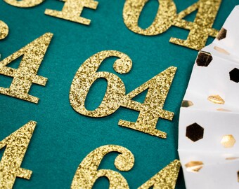 64th Birthday Confetti   Party Favors 64th Anniversary Decorations Party Decorations Number 64 Number Cutout   (20 Colors Available)