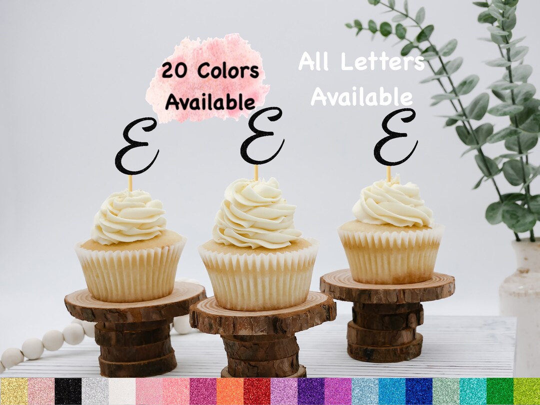Initial E Cupcake Topper Monogram Letter Cupcake Toppers for Wedding