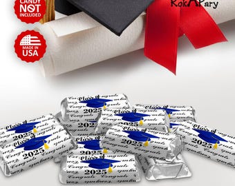 Class of 2025 Graduation Mini Candy Wrapper | Set of 60 Stickers | Class Reunion Decoration