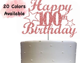 100th Birthday Cake Topper | Glitter Party Decoration | Happy Birthday Decor | Number 100 Milestone Celebration Elegant Topper for All Ages