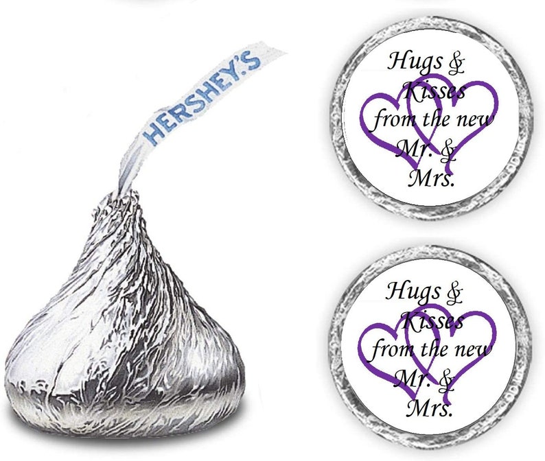 324 Hugs and Kisses from the new Mr /& Mrs Interlocking Orange Hearts Wedding Favors Stickers Labels For Bridal Shower CANDY NOT INCLUDED