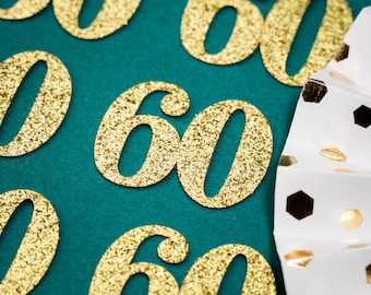 60th Birthday Confetti   Party Favors 60th Anniversary Decorations Party Decorations Number 60 Number Cutout   (20 Colors Available)