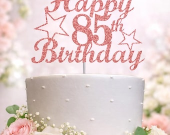 85th Birthday Cake Topper | Glitter Party Decoration | Happy Birthday Decor | Number 85 Milestone Celebration Elegant Topper for All Ages