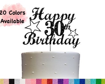 30th Birthday Cake Topper | Glitter Party Decoration | Happy Birthday Decor | Number 30 Milestone Celebration Elegant Topper for All Ages