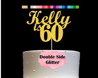 60th Birthday Cake Topper | Age 60 Number 60 | Personalized Name and Age | Glitter Party Decoration | Custom Cake Topper | Table Centerpiece