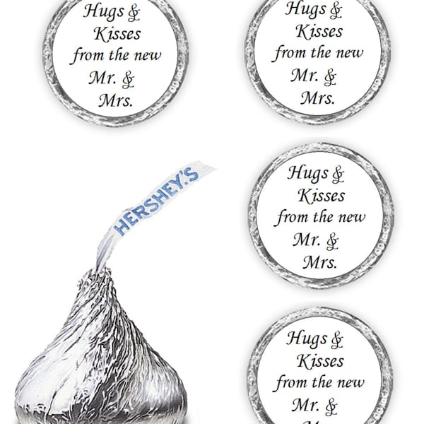 324 hugs and kisses from the new mr and mrs wedding favors for kisses stickers decals labels (candy not included)