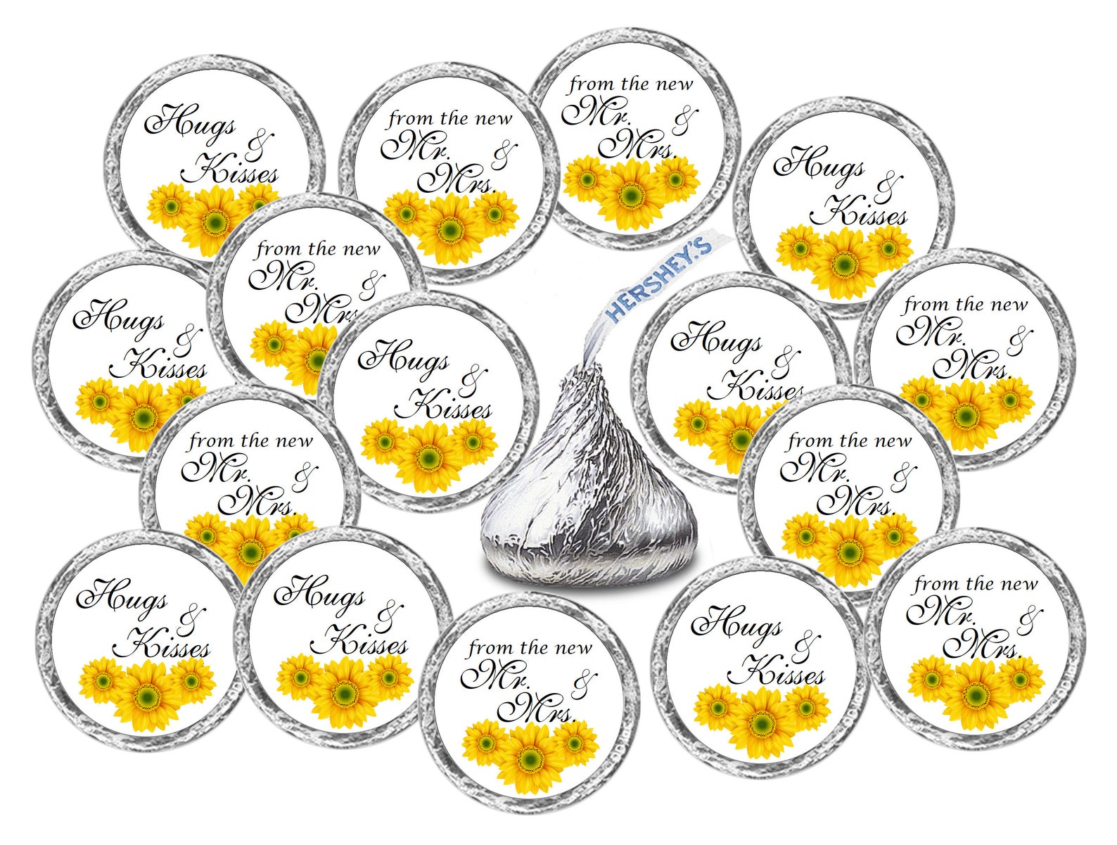 324 Sunflower Theme Hugs and Kisses From the New Mr. & Mrs. Etsy