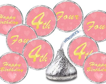 4th Birthday Party Favors  First Birthday Decorations  Pink Gold Happy Birthday Party Decoration Party Supplies Candy Not Included